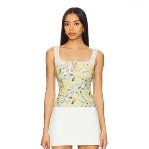 Floral Yellow and White Tank Top